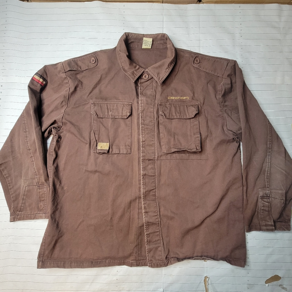 STATE PROPERTY Vintage Utility Chore Button Shirt  Mens XL Brown Canvas Rocawear